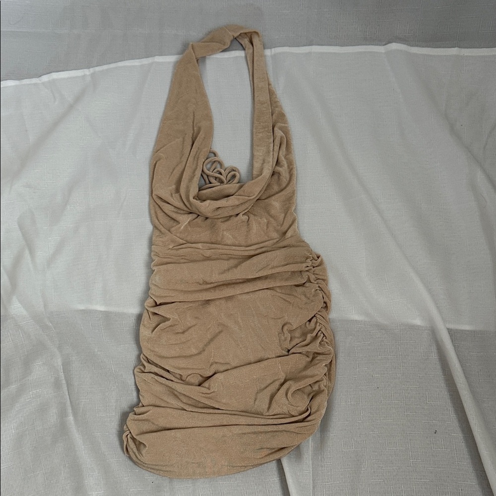 Elegant Tan Mini Dress